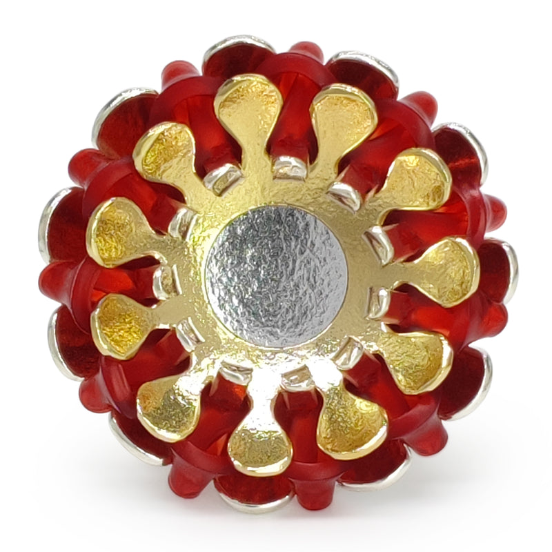 ECOSOL RING - Handmade - Adjustable - Sterling silver 925 and 24K gold-plated - Recycled bottle cap plastic liners