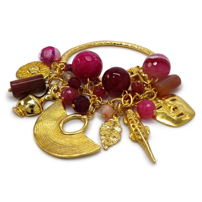 ENCANTO BRACELET - Handmade - 24K gold-plated - Agates, mother-of-pearl