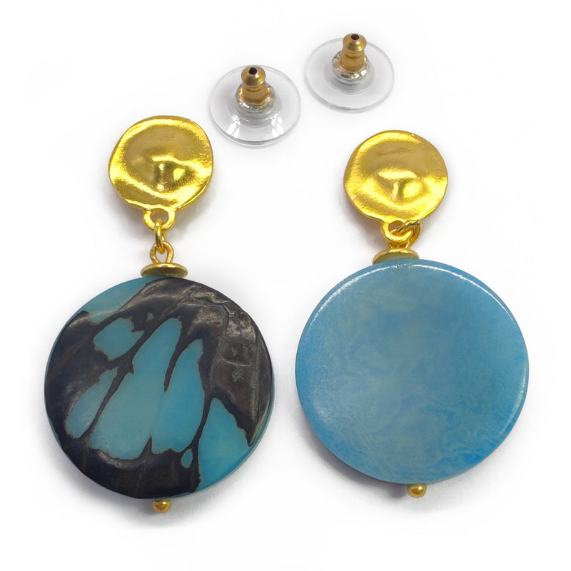 SOLISE EARRINGS - Handmade - 24K gold-plated - Tagua (vegetable ivory)