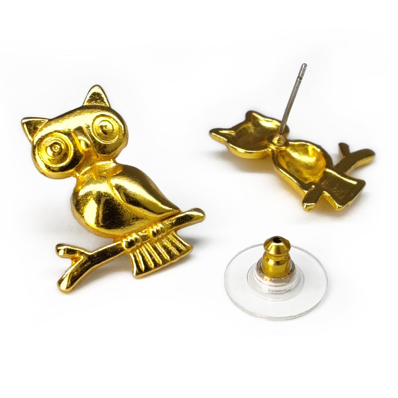 BRINCOS OWLIE - Feitos à mão - Banhados a ouro de 24 quilates