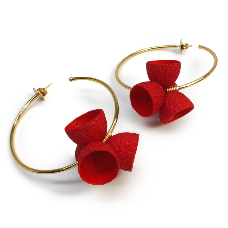 COCOON BLOOM EARRINGS - Handmade - 24K gold-plated - Silk cocoons