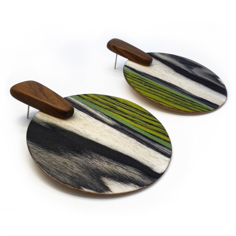 WOODIE SOL EARRINGS - Handmade - Plywood (3 crossed-laid layers of wood veneer)