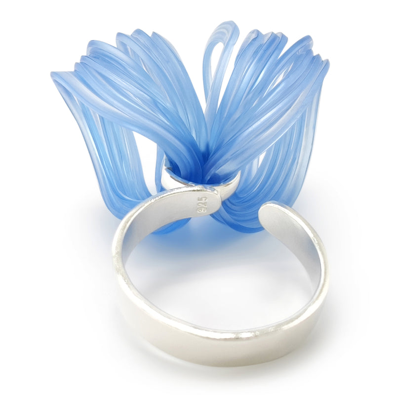 ECOBLOOM RING - Handmade - Adjustable - Sterling silver 925 - Recycled bottle cap plastic liners