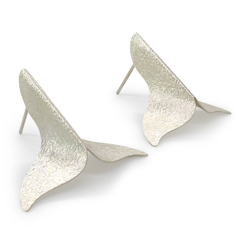 MARINA WHALE TAIL EARRINGS - Handmade - Silver