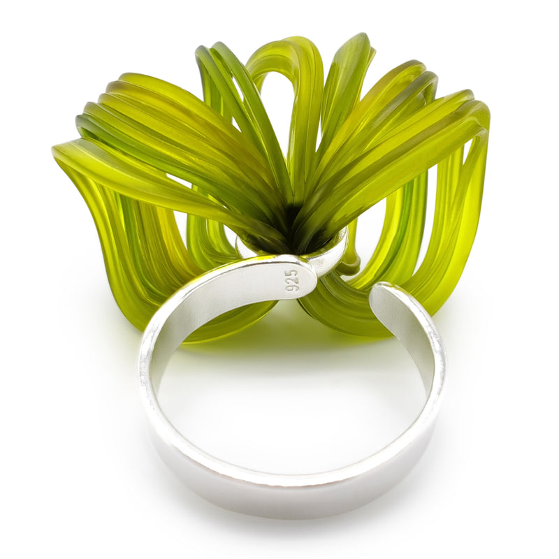 ECOBLOOM RING - Handmade - Adjustable - Sterling silver 925 - Recycled bottle cap plastic liners