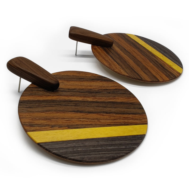 WOODIE SOL EARRINGS - Handmade - Plywood (3 crossed-laid layers of wood veneer)