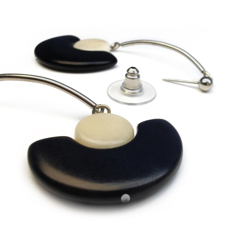 LUNA EARRINGS - Handmade - Stainless steel - Tagua (vegetable ivory)