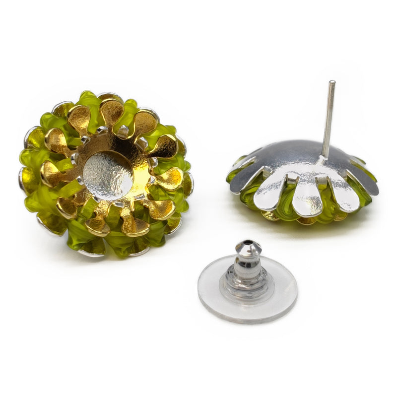 ECOSOL EARRINGS - Handmade - Sterling silver 925 and 24K gold-plated - Recycled bottle cap plastic liners