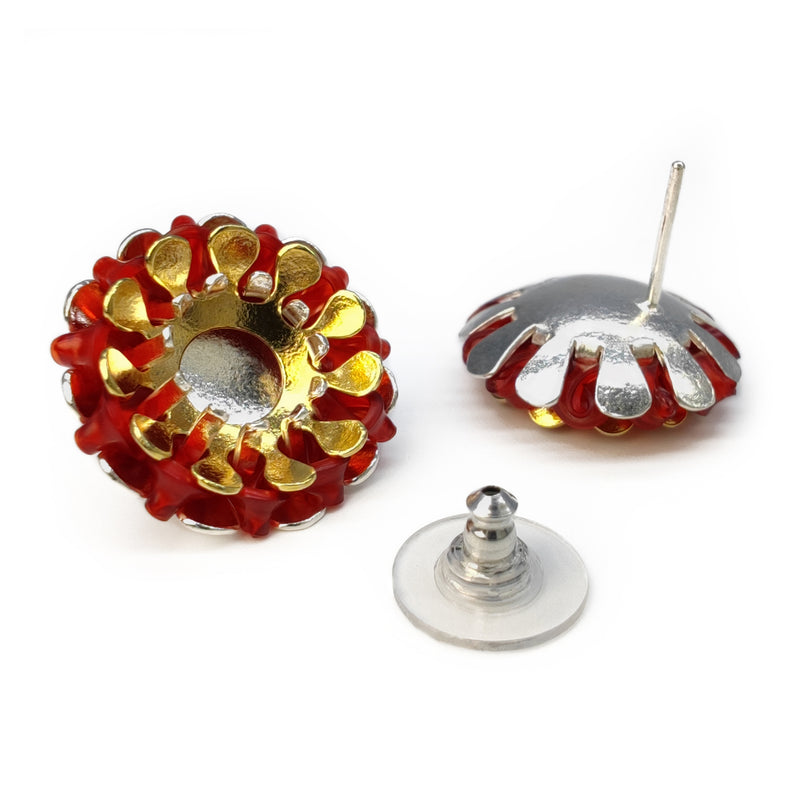 ECOSOL EARRINGS - Handmade - Sterling silver 925 and 24K gold-plated - Recycled bottle cap plastic liners