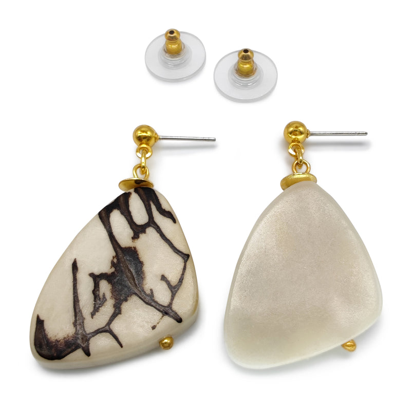 MARIPOSA EARRINGS - Handmade - 24K gold-plated - Tagua (vegetable ivory)