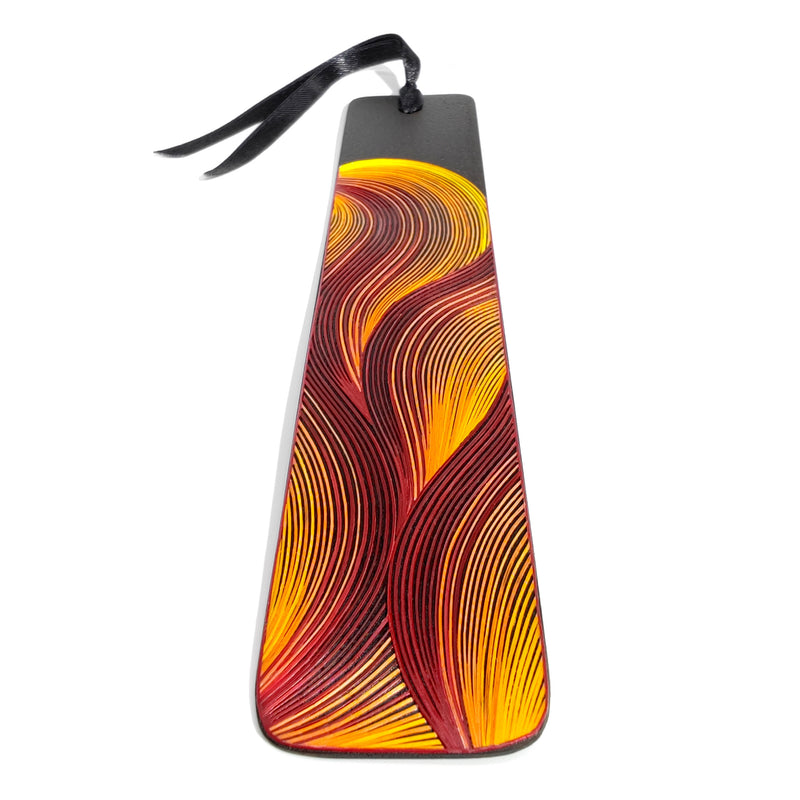 FIRE BOOKMARK - THE FOUR ELEMENTS COLLECTION - Tamo art - Dark wood decorated with wheat and barley stalks (straw marquetry)