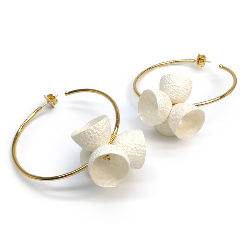 COCOON BLOOM EARRINGS - Handmade - 24K gold-plated - Silk cocoons