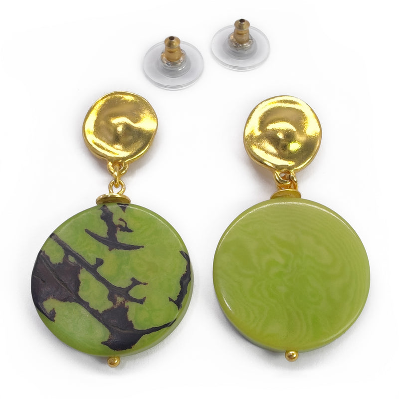 SOLISE EARRINGS - Handmade - 24K gold-plated - Tagua (vegetable ivory)