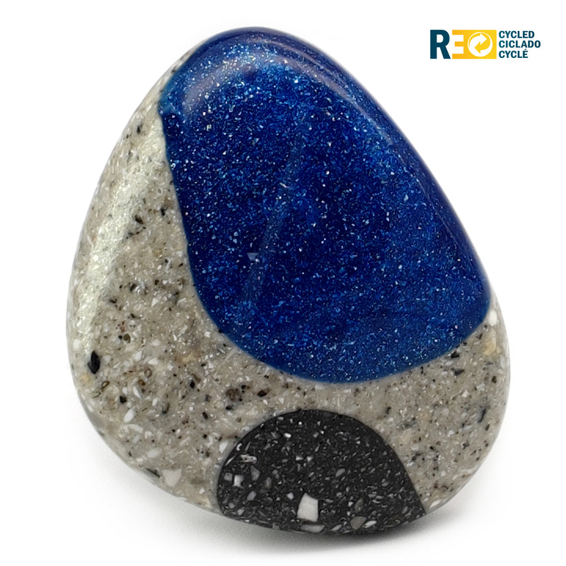 GRANITA RING - Handmade - Adjustable - Dark and light crushed cement, aluminum powder