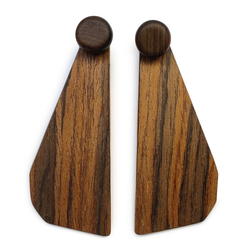 WOODIE TRIO EARRINGS - Handmade - Reversible - Plywood (3 crossed-laid layers of wood veneer)