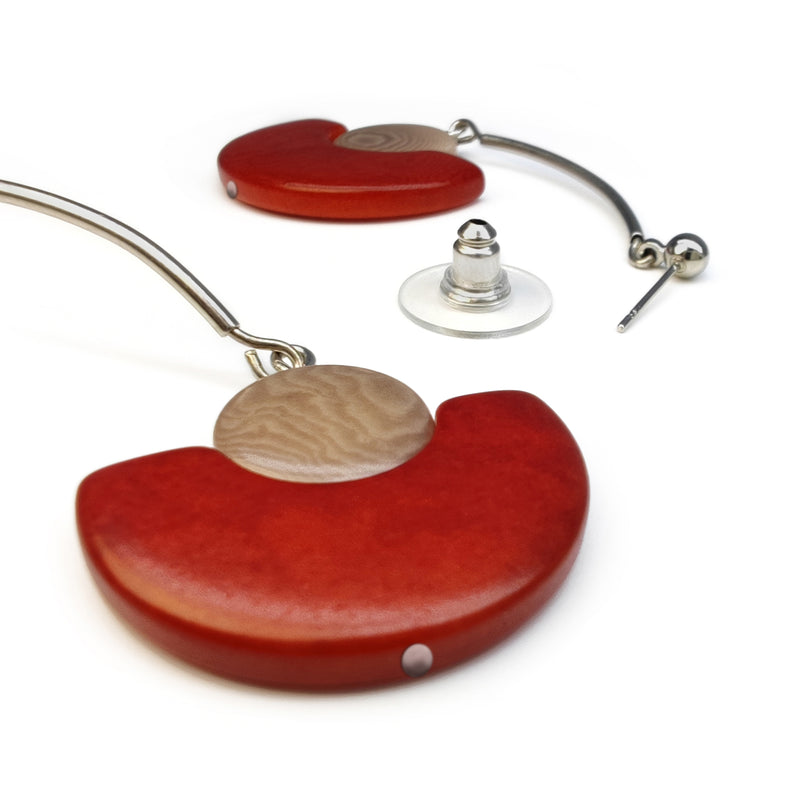 LUNA EARRINGS - Handmade - Stainless steel - Tagua (vegetable ivory)