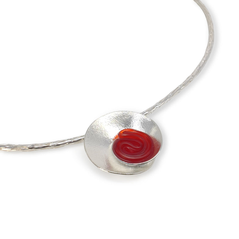 COLLIER ECOSENS - Fabrication artisanale - Argent fin 999 & argent sterling 925 - Plastique recyclé issu des joints intérieurs des capsules de bouteilles