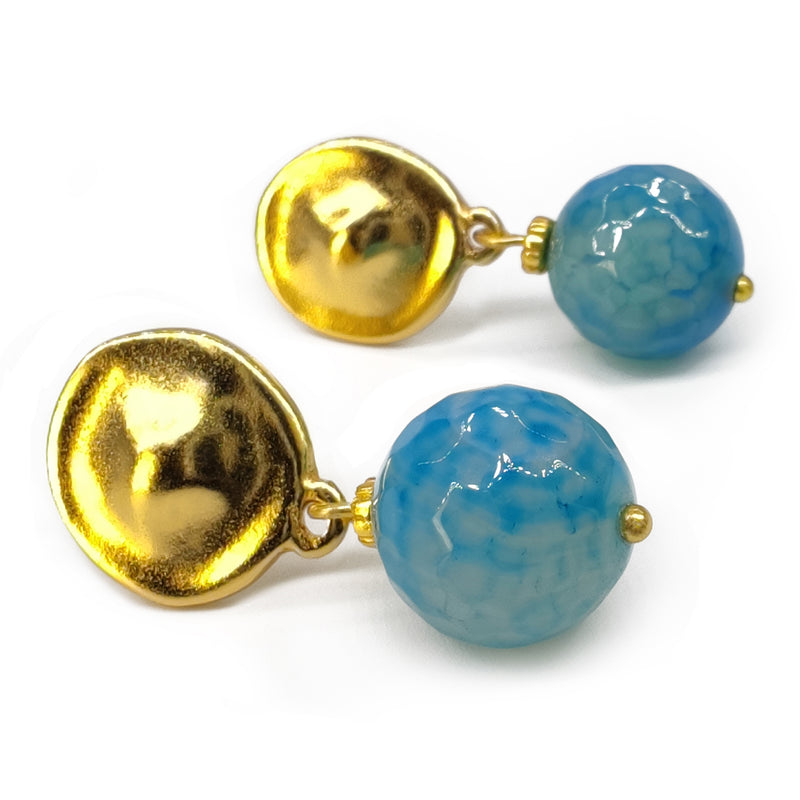 BRINCOS CALIMA - Feitos à mão - Banhados a ouro de 24 quilates - Ágata