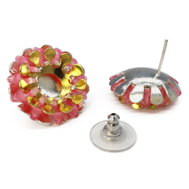 ECOSOL EARRINGS - Handmade - Sterling silver 925 and 24K gold-plated - Recycled bottle cap plastic liners