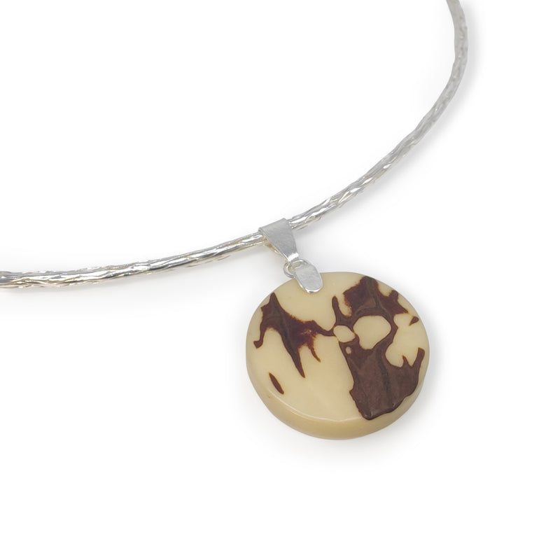 YARA NECKLACE - Handmade - Fine silver 999 & sterling silver 925 - Tagua (vegetable ivory)