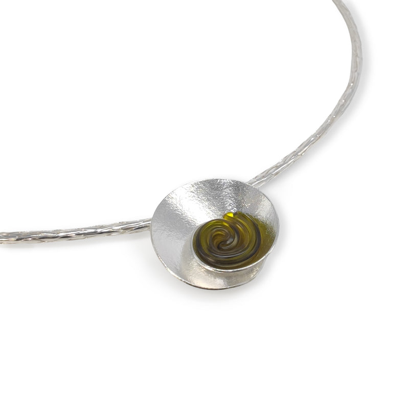 ECOSENS NECKLACE - Handmade - Fine silver 999 & sterling silver 925 - Recycled bottle cap plastic liners