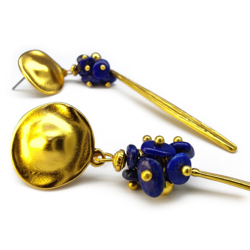 BRINCOS AZULI - Feitos à mão - Banhados a ouro de 24 quilates - Lápis-lazúli