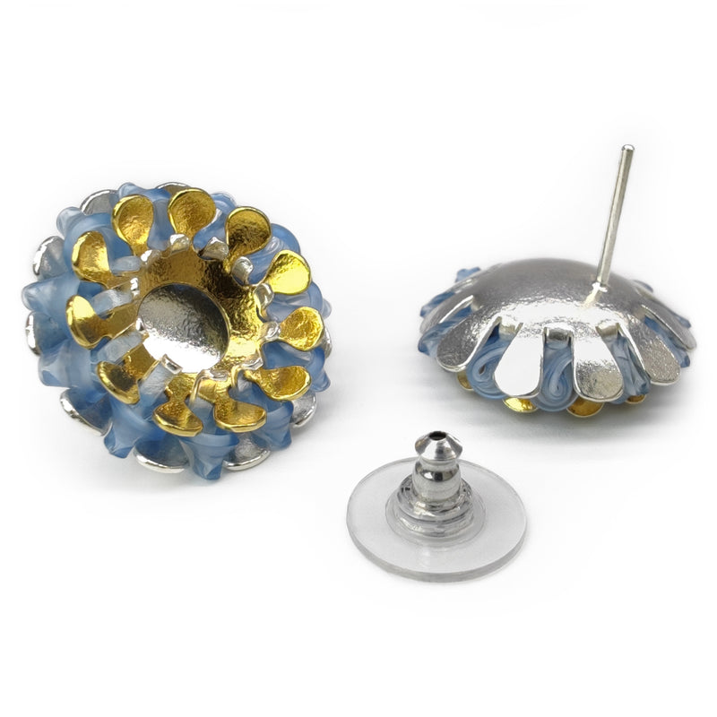 ECOSOL EARRINGS - Handmade - Sterling silver 925 and 24K gold-plated - Recycled bottle cap plastic liners