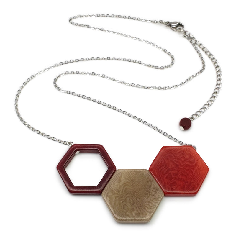 TRIPTYCH NECKLACE - Handmade - Stainless steel - Tagua (vegetable ivory)