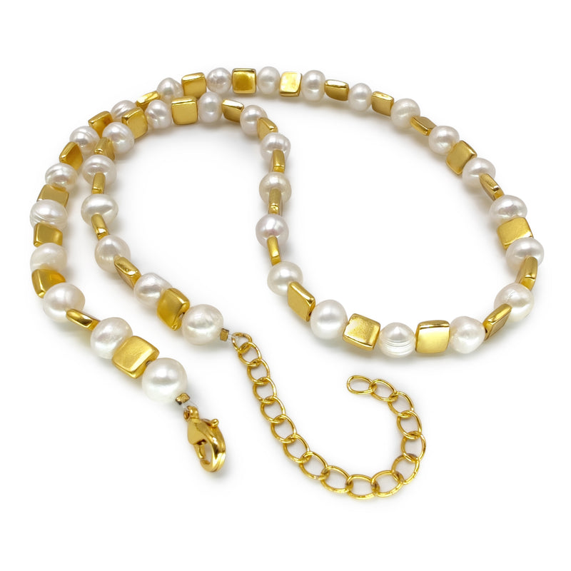 COLAR DORA - Feito à mão - Banhado a ouro de 24 quilates - Pérolas cultivadas