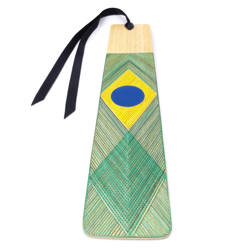 BRAZIL BOOKMARK - NATIONAL TEAMS COLLECTION - Tamo art - Light wood decorated with wheat and barley stalks (straw marquetry)