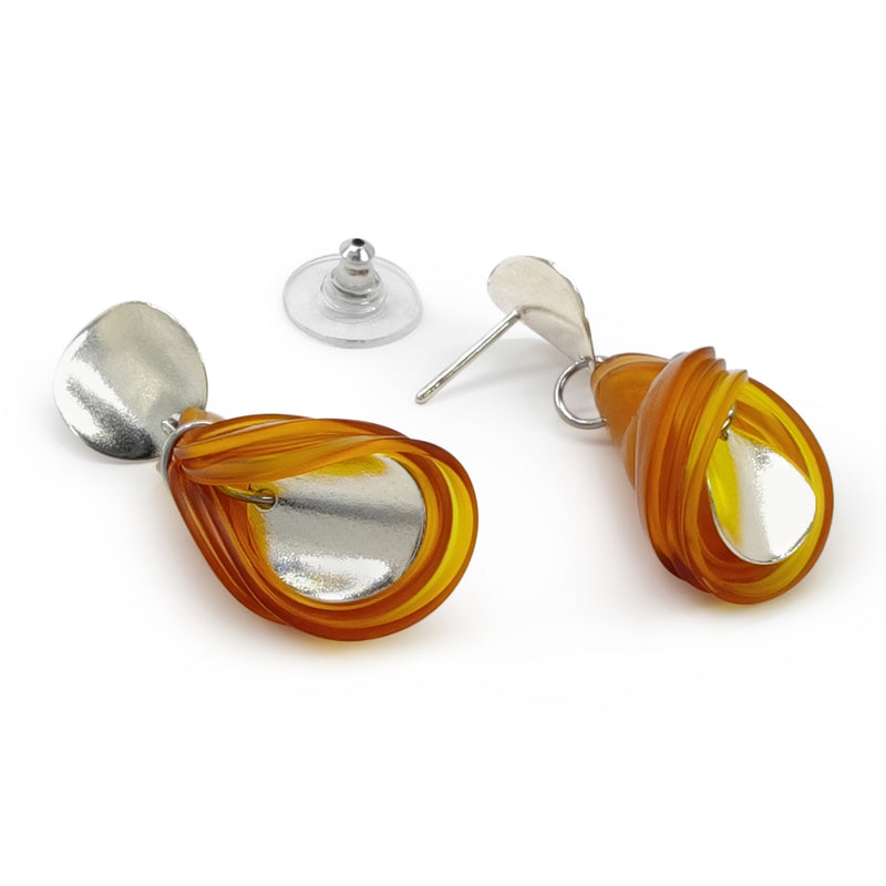 ECOGLOW EARRINGS - Handmade - Sterling silver 925 - Recycled bottle cap plastic liners