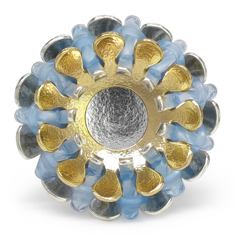 ECOSOL RING - Handmade - Adjustable - Sterling silver 925 and 24K gold-plated - Recycled bottle cap plastic liners