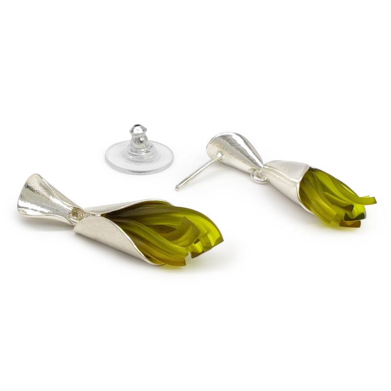 ECOTHEA EARRINGS - Handmade - Sterling silver 925 - Recycled bottle cap plastic liners