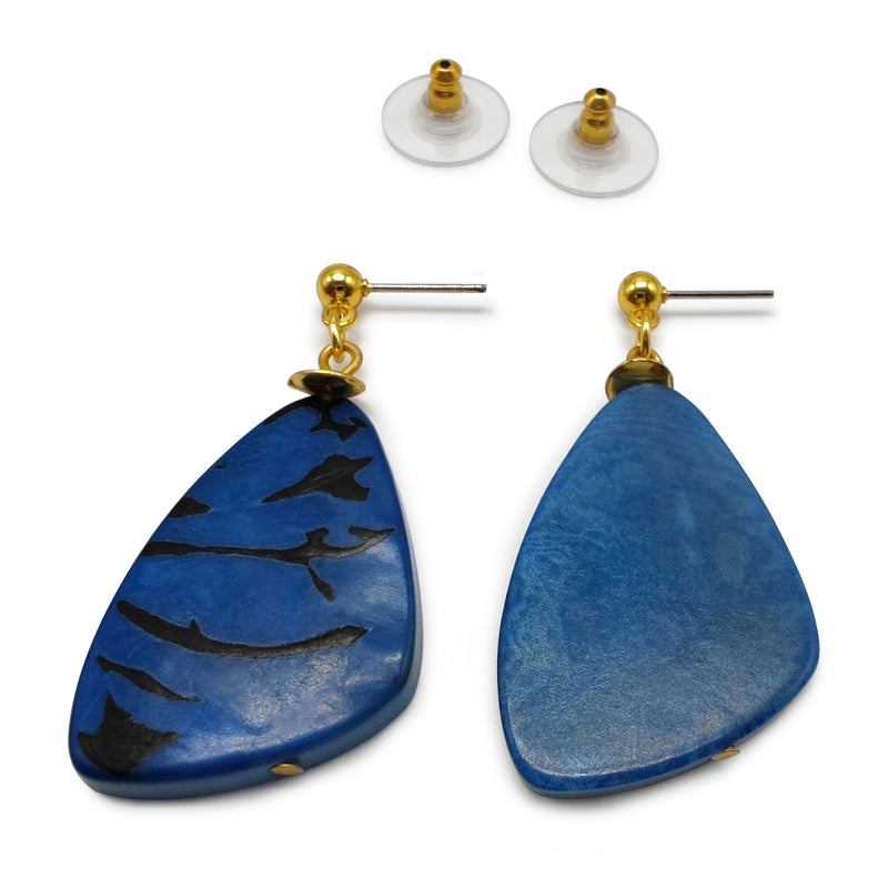 BRINCOS MARIPOSA - Feitos à mão - Banhados a ouro de 24 quilates - Tagua (marfim vegetal)