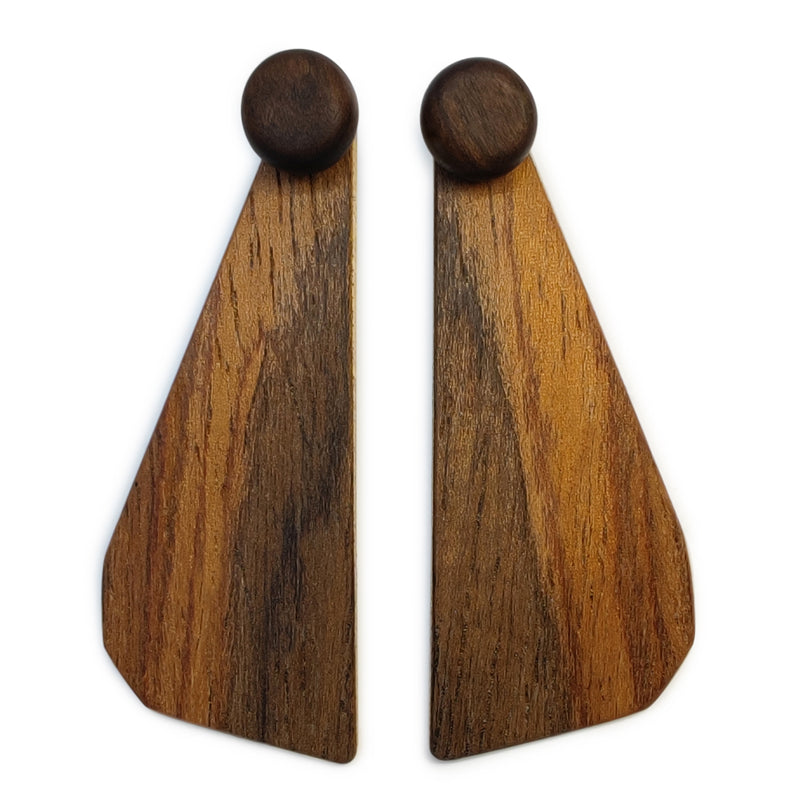 WOODIE TRIO EARRINGS - Handmade - Reversible - Plywood (3 crossed-laid layers of wood veneer)