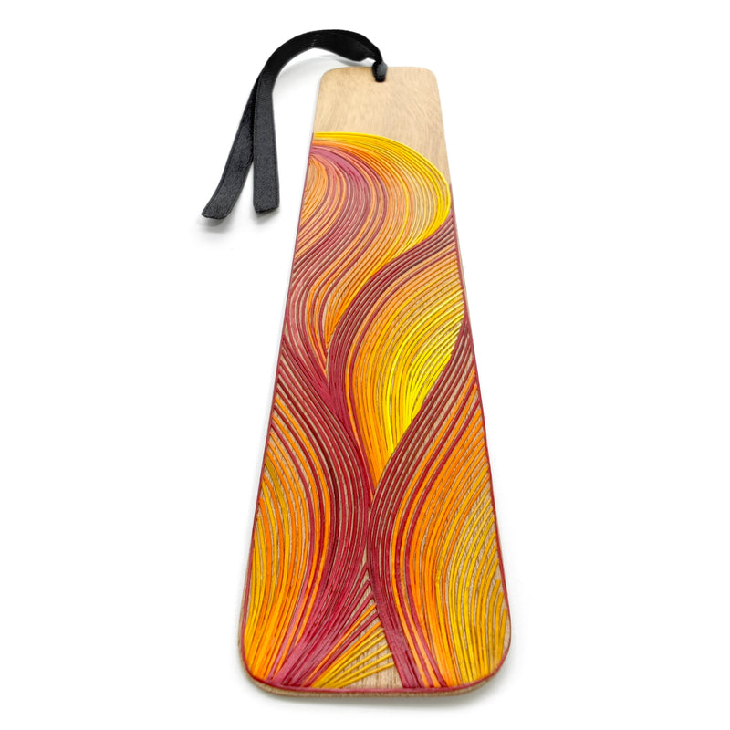 FIRE BOOKMARK - THE FOUR ELEMENTS COLLECTION - Tamo art - Light wood decorated with wheat and barley stalks (straw marquetry)