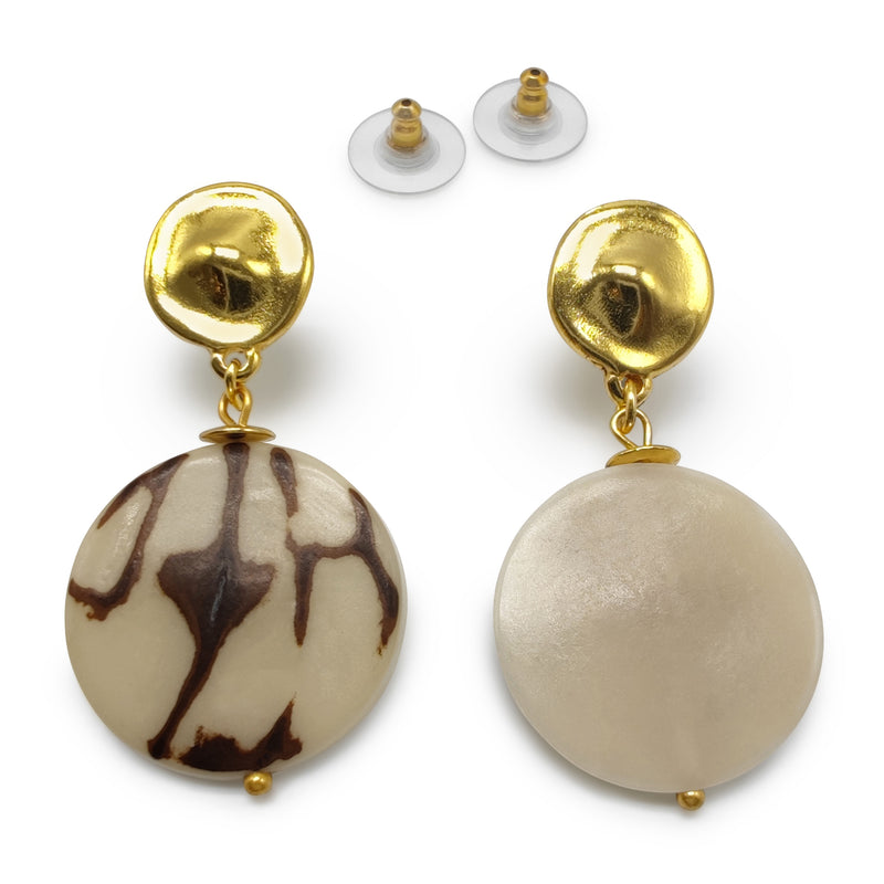 SOLISE EARRINGS - Handmade - 24K gold-plated - Tagua (vegetable ivory)