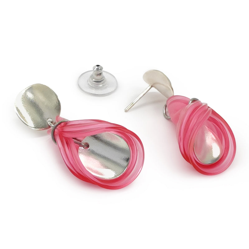 ECOGLOW EARRINGS - Handmade - Sterling silver 925 - Recycled bottle cap plastic liners