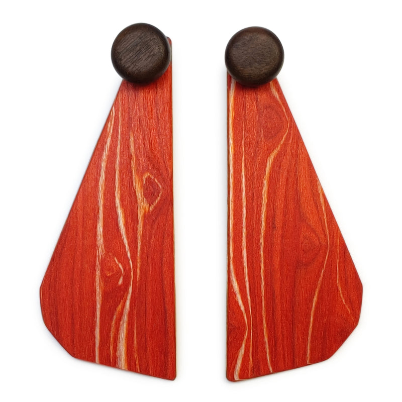 WOODIE TRIO EARRINGS - Handmade - Reversible - Plywood (3 crossed-laid layers of wood veneer)