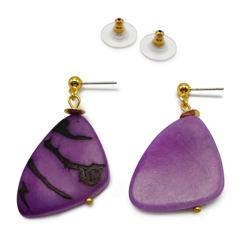 MARIPOSA EARRINGS - Handmade - 24K gold-plated - Tagua (vegetable ivory)