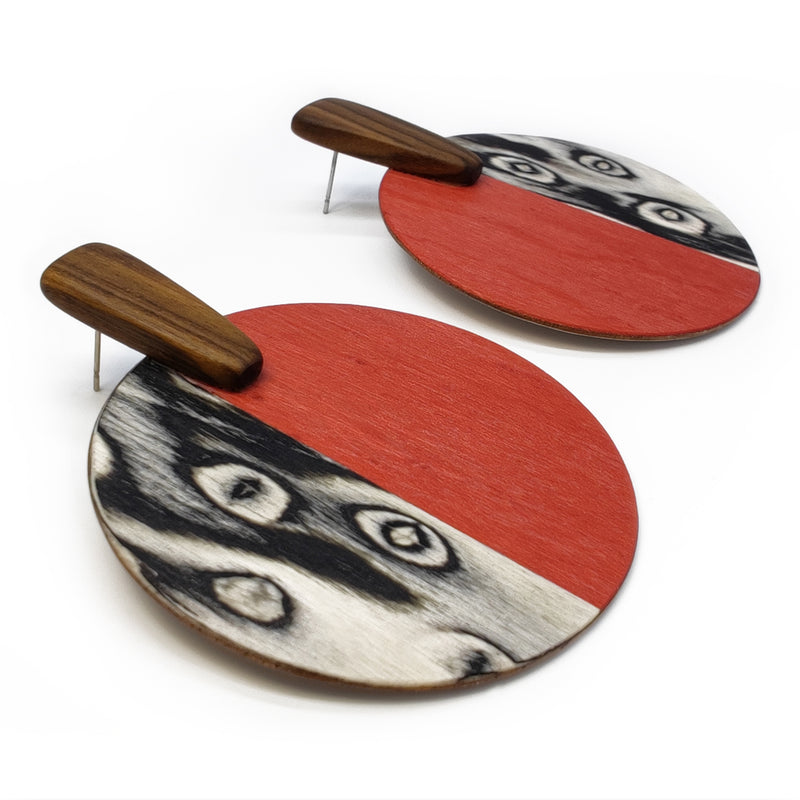 WOODIE SOL EARRINGS - Handmade - Plywood (3 crossed-laid layers of wood veneer)
