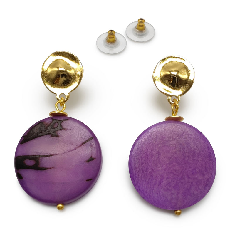 SOLISE EARRINGS - Handmade - 24K gold-plated - Tagua (vegetable ivory)