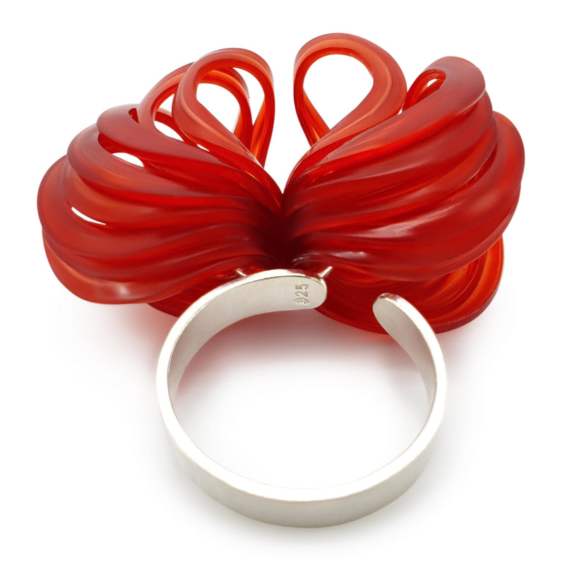 ECOBLOOM RING - Handmade - Adjustable - Sterling silver 925 - Recycled bottle cap plastic liners