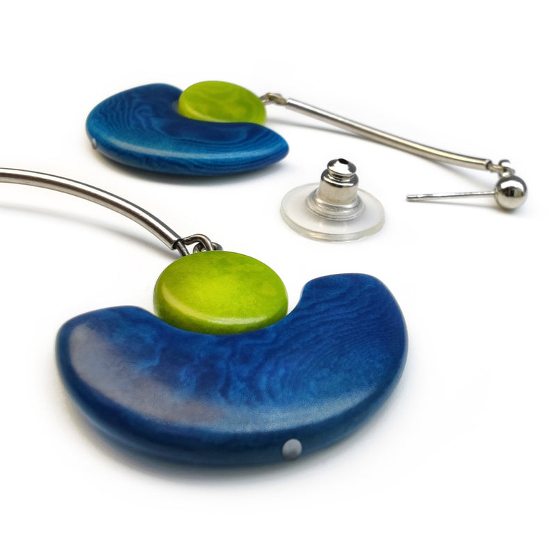 LUNA EARRINGS - Handmade - Stainless steel - Tagua (vegetable ivory)