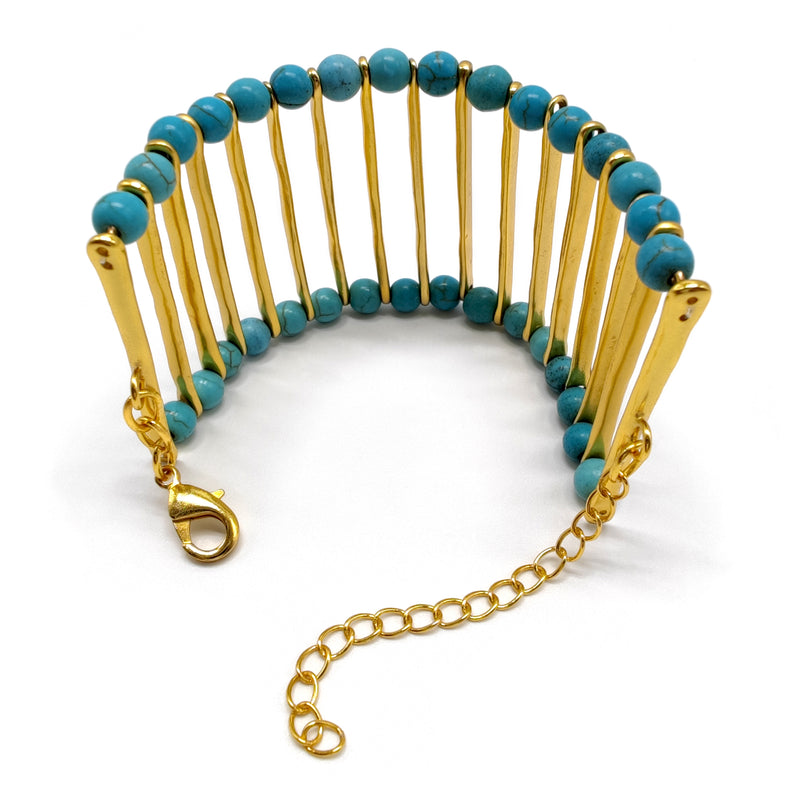 BRACELETE ELEGANCIA - Feita à mão - Banhada a ouro de 24 quilates - Turquesas