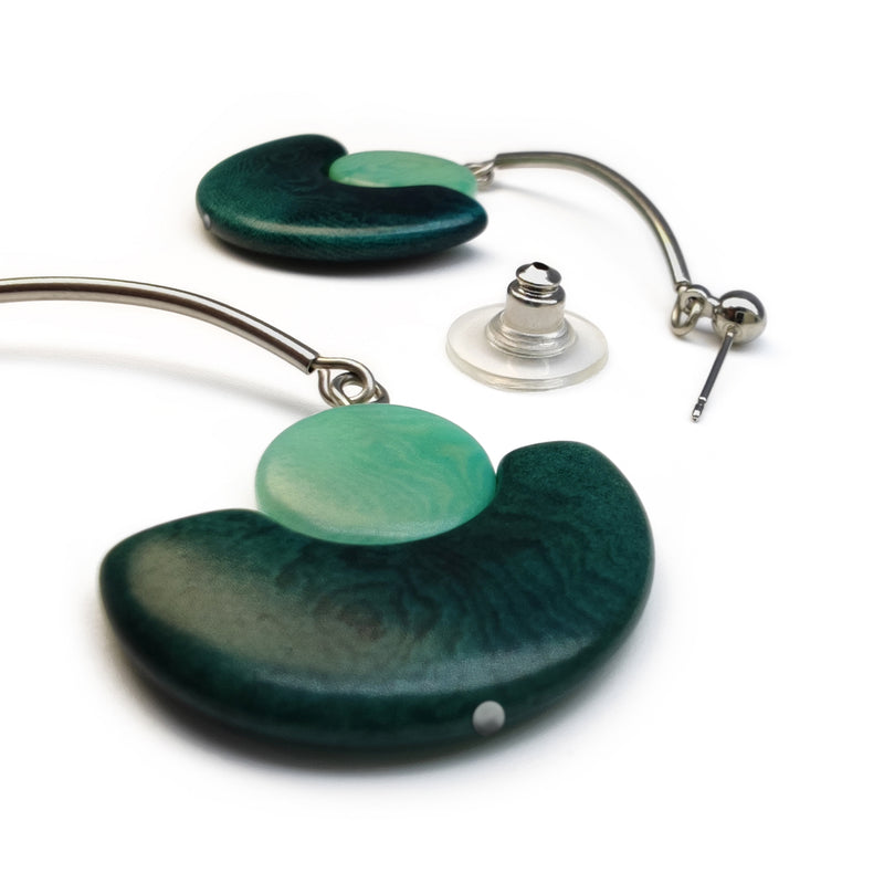 LUNA EARRINGS - Handmade - Stainless steel - Tagua (vegetable ivory)