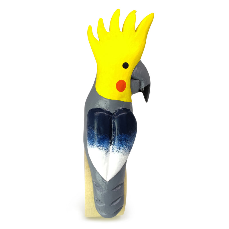 ARGOLA DE GUARDANAPO DECORATIVA - Cacatua - Madeira esculpida e pintada à mão