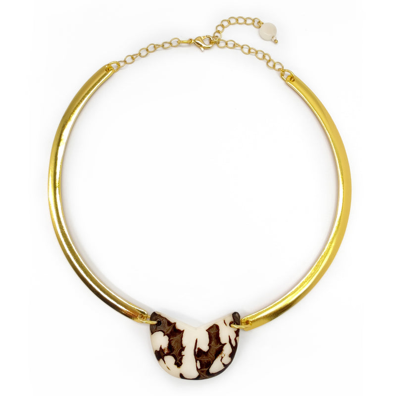 NOZELA NECKLACE - Handmade - 24K gold-plated - Tagua (vegetable ivory)