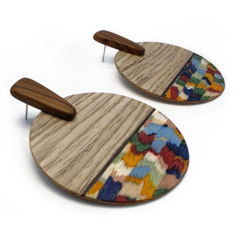 WOODIE SOL EARRINGS - Handmade - Plywood (3 crossed-laid layers of wood veneer)