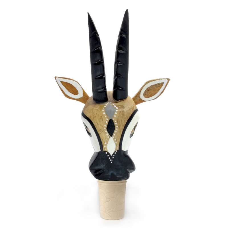DECORATIVE BOTTLE STOPPER - The carnival goat - Hand-carved and painted wood